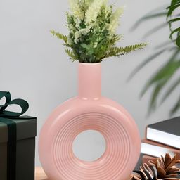 Kaolinite Pink Donut-Shaped Ceramic Flower Vase-image-61