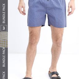 HIGHLANDER Men Pack Of 3 Checked Boxers HLBX000033-15