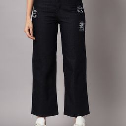 BAESD Women Flared High-Rise Mildly Distressed Stretchable Cotton Jeans-image-113