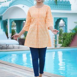 KALINI Ethnic Printed Pure Cotton Short Kurti-image-34
