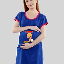 SillyBoom Printed Round Neck Cotton Maternity T-shirt Dress-picture-20