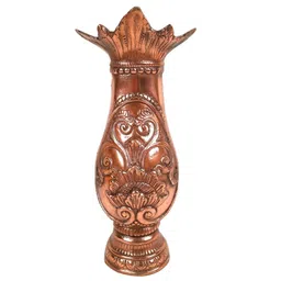 apka mart Metallic Toned Ethnic Motifs Textured Metal Flower Vase-image-72