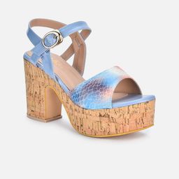VALIOSAA Blue Platform Sandals with Buckles-39