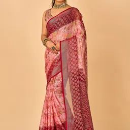 NIRMAL CREATION Floral Printed Brasso Saree-picture-24