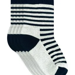 Heelium Kids Pack Of 2 Black & Grey Striped Calf Length Socks-picture-29