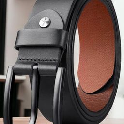 The Roadster Lifestyle Co. Men Black Leather Formal Belt-picture-34