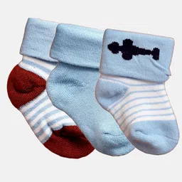 N2S NEXT2SKIN Infants Pack Of 3 Striped Ankle-Length Socks-image-73