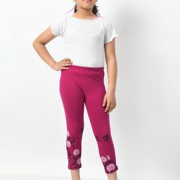 BAESD Girls Pack of 2 Printed Slim Fit Cotton Capris-image-78