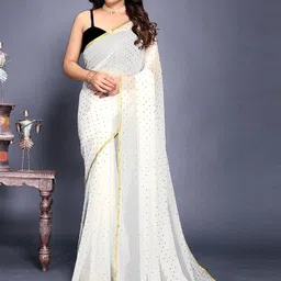 REDFISH Embellished Zari Pure Chiffon Saree-picture-47