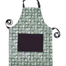 MASPAR Green & Black Geometric Printed Tie Up Cotton Apron-image-92