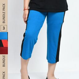IndiWeaves Girls Pack Of 3 Colorblocked Mid-Rise Cotton Capris-image-141