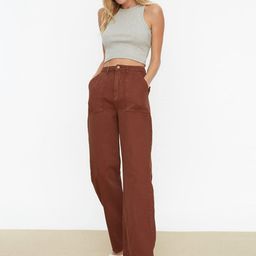 Trendyol Women Brown Solid Cotton Jeans-image-54