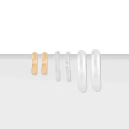 AMI Set Of 3 Gold-Plated & White Circular Half Hoop Earrings image 2