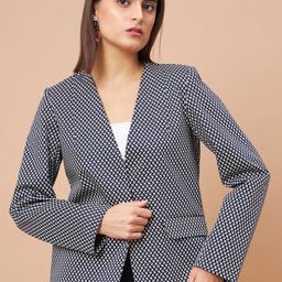 Gipsy V-Neck Printed Cotton Blazer-image-23