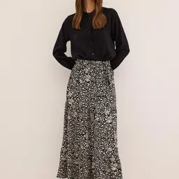 DeFacto Printed Flared Maxi Skirts-image-22