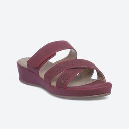 Biba Women Maroon Open Toe Flats with Laser Cuts-28