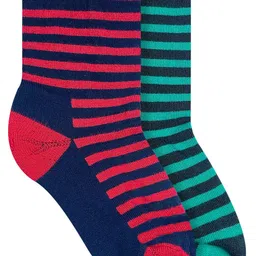 Heelium Kids Set of 2 Pink & Black Striped Bamboo Calf Length Socks-13