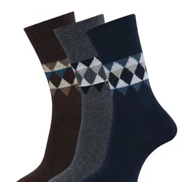Dollar Socks Men Pack Of 3 Assorted Woolen Calf Length Socks-14