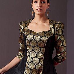 Abhishti Women Puff Sleeve Banarasi Top-image-58