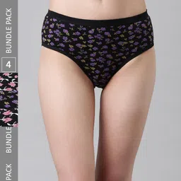 DIXCY SCOTT Slimz Women Pack Of 4 Assorted Printed Cotton Hipster Briefs-image-71