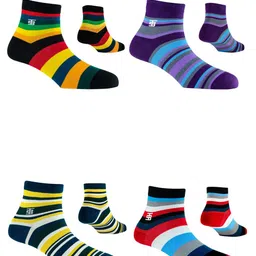 SockSoho Men Pack Of 4 Striped Above Ankle-Length Socks-22