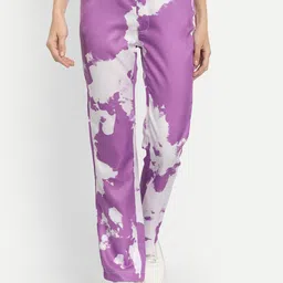 iki chic Women Purple Comfort Straight Fit Mildly Distressed Printed Jeans-image-20