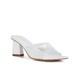 London Rag White & Transparent Solid Block Heels-13