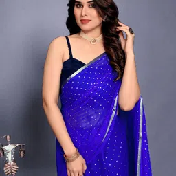 REDFISH Embellished Pure Chiffon Zari Saree-picture-6