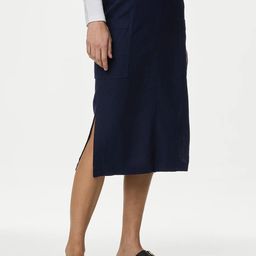 Marks & Spencer Linen Straight Midi Skirt-image-51