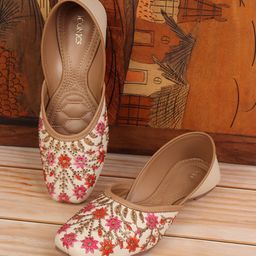 ICONICS Women Cream-Coloured Printed Ethnic Ballerinas Flats-36