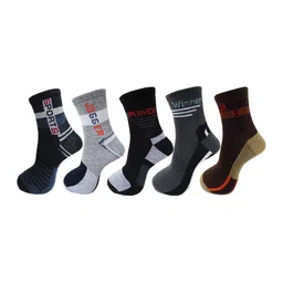 RC. ROYAL CLASS Men Multicolour Pack of 5 Grey & Navy Blue Patterned Calf-Length Socks-21
