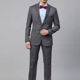 MANQ Men Solid Slim-Fit Single-Breasted Two-Piece Formal Suit-image-29