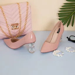 Sherrif Shoes Women Peach-Coloured Party Block Pumps-11