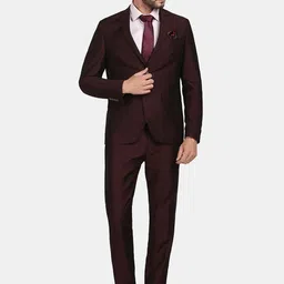 Blackberrys Men Red Solid Slim-Fit Single-Breasted 2-Piece Formal Suit-picture-23
