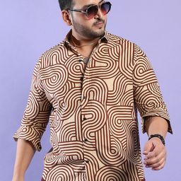 Instafab Plus Size Abstract Printed Classic Regular Fit Cotton Casual Shirt-13