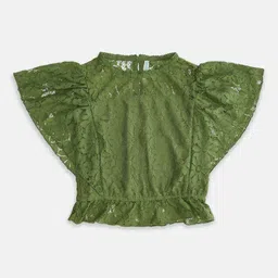 Pantaloons Junior Girls Olive Green Cinched Waist Top-picture-41