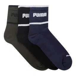 PUMA Pack of 3 Olive Green & Black Ankle Length Socks-58