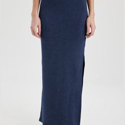DeFacto Ribbed Straight Maxi Skirt-image-47