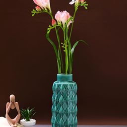 Aura Green Geometric Designed Ceramic Vase-55