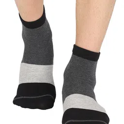 Bodycare Men Pack of 2 Black & Grey Colorblocked Above Ankle Length Socks-12