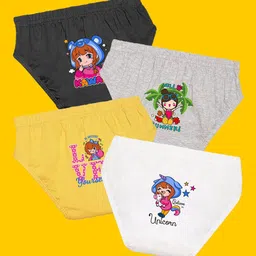 NUSYL Girls Pack Of 4 Printed Cotton Basic Briefs NUGCBRFPO4.0004-image-13