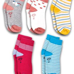 Dollar Socks Kids Pack Of 5 Patterned Assorted Cotton Ankle-Length Socks-5