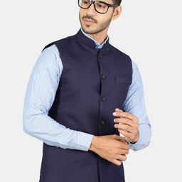 Wintage Men Blue Solid Two-Piece Suit-image-73