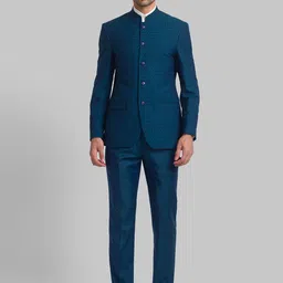 Raymond Men Woven-Designed Single-Breasted Bandhgala Blazer Two-Piece Suit-image-5