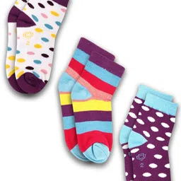Dollar Socks Kids Pack Of 3 Assorted Cotton Ankle Length Socks-image-94