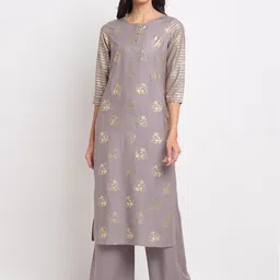 BLANC9 Women Grey Ethnic Motifs Printed Kurta-image-32