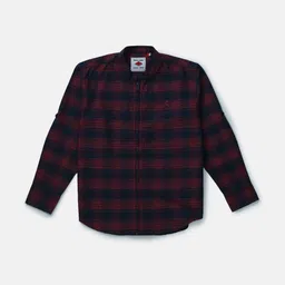 Gini and Jony Boys Buffalo Checked Madarin Collar Cotton Casual Shirt-image-72