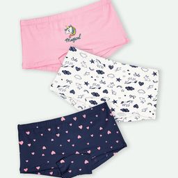 ariel Girls Pack Of 3 Mid-Rise Printed Boy Shorts-image-79