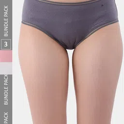 Amour Secret Women Pack Of 3 Self-Design Mid-Rise Anti-Bacterial Hipster Briefs-image-63