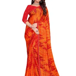 RANGRASIYA Checked Beads and Stones Saree-58